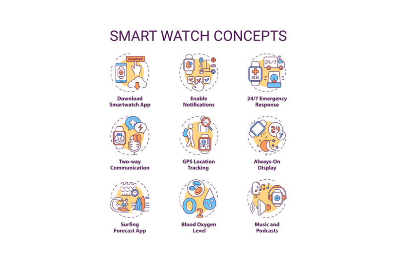 smart-watch-concept-icons-set