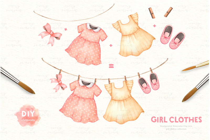 girl-clothes-watercolor-clip-arts