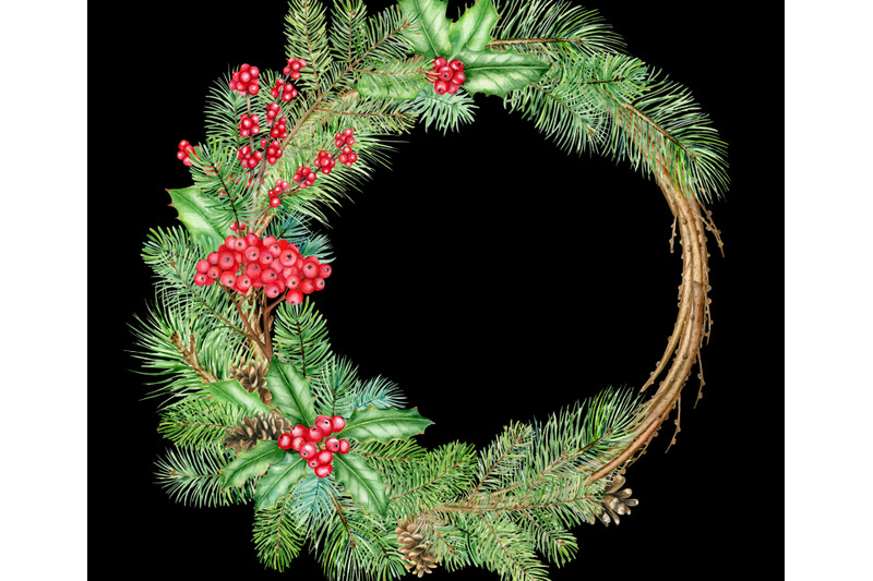 christmas-wreath-watercolor-clipart-xmas-frame-clip-art-new-year