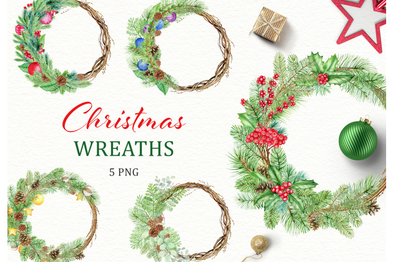 christmas-wreaths-watercolor-clipart-xmas-clip-art-new-year