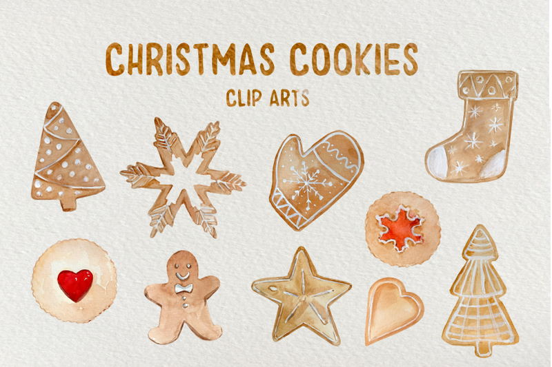 christmas-cookies-watercolor-clip-art-set-and-patterns