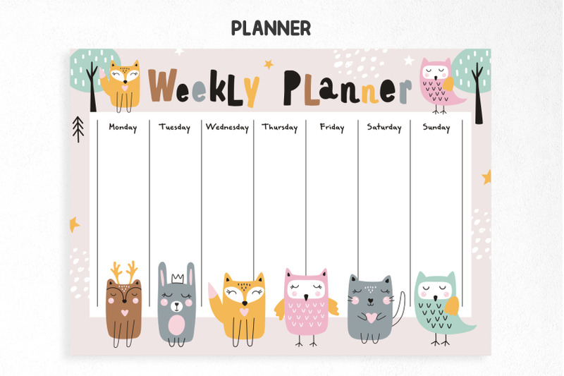 set-cute-animals-posters-planner