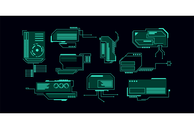 virtual-graphic-control-panel-green-luminescent-futuristic-navigation