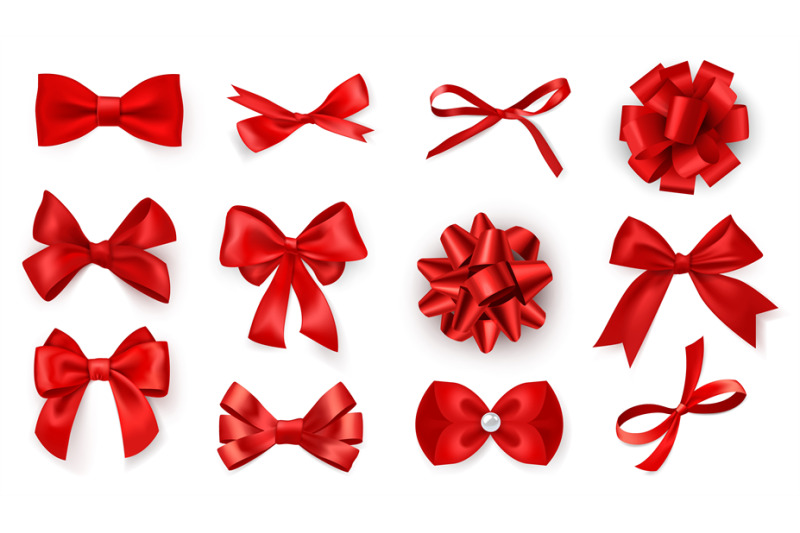 realistic-bow-set-red-silk-ribbons-with-bows-festive-decor-satin-rose