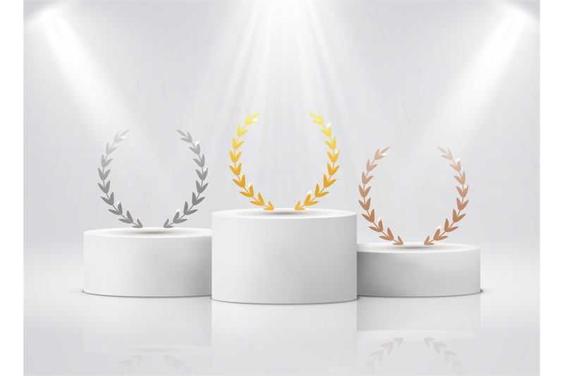 winner-pedestal-with-laurel-white-cylinder-podiums-under-spotlights-r