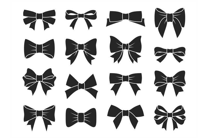 gift-bow-icons-decorative-black-bows-silhouettes-elegant-ribbon-for