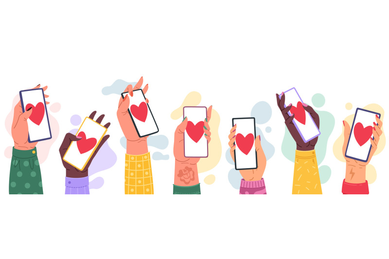 sharing-love-hands-with-phones-dating-apps-with-hearts-display-partn