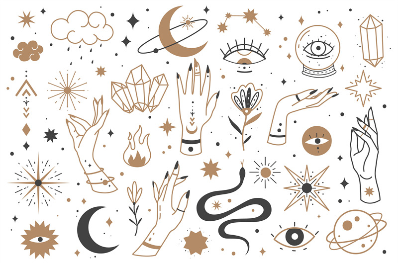 mystic-line-elements-magic-contour-icons-hand-drawn-doodle-minimalis