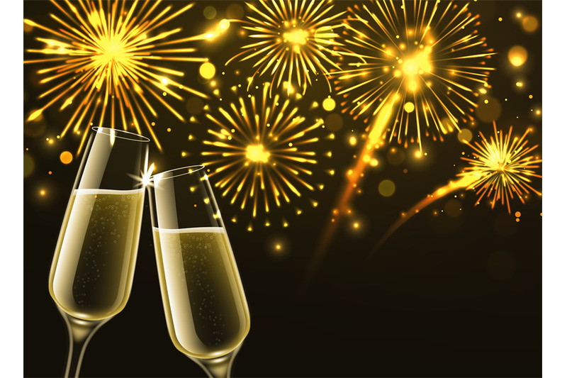 fireworks-and-champagne-glasses-sparkling-wine-and-new-year-golden-fi