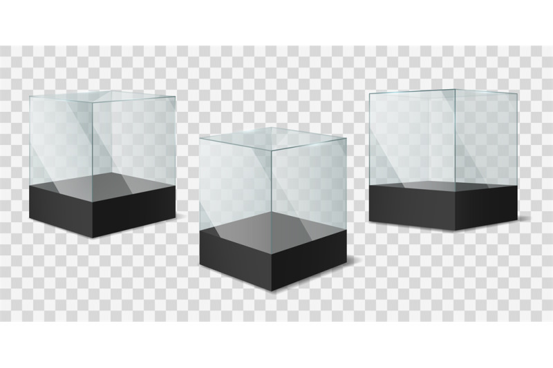 glass-cube-transparent-shiny-cubes-on-black-pedestal-empty-showcases