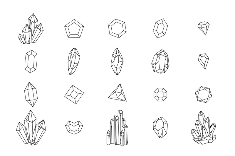 set-of-geometric-crystals-black-and-white-line-crystals-and-hand-draw