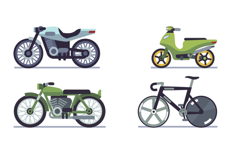 set-of-vehicles-motorcycles-of-different-models-bicycle-and-motor-sc