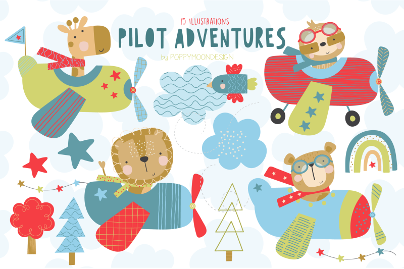 pilot-adventures-clipart-set