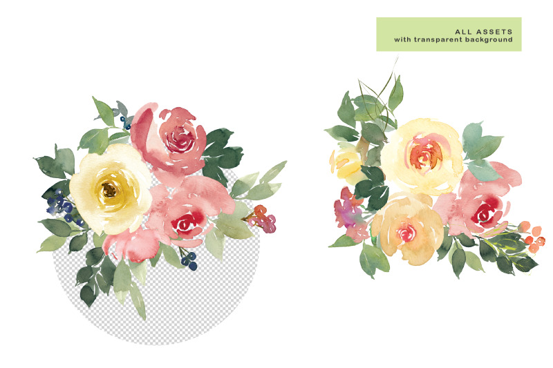 red-and-lemon-watercolor-bouquet-clipart