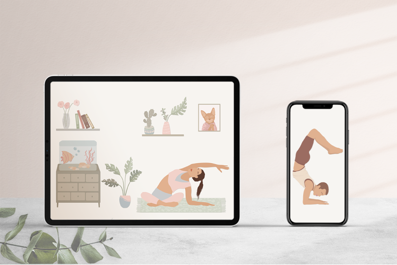 family-yoga-illustration-set