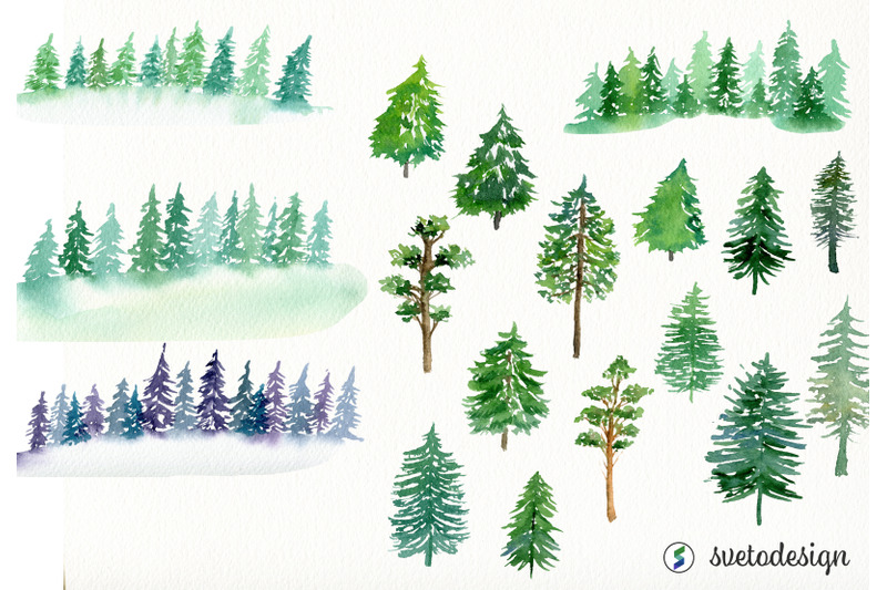 watercolor-mountain-clipart-woodland-winter-forest-clip-art