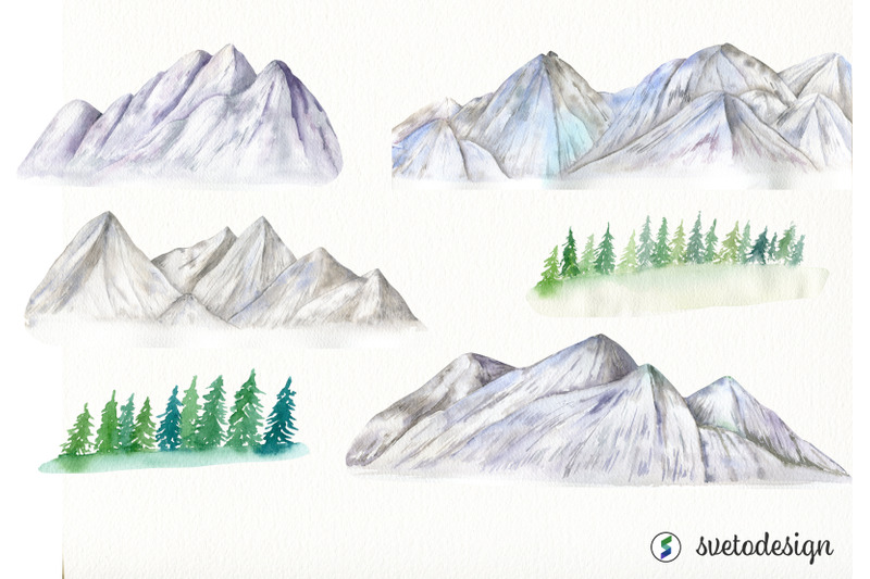 watercolor-mountain-clipart-woodland-winter-forest-clip-art