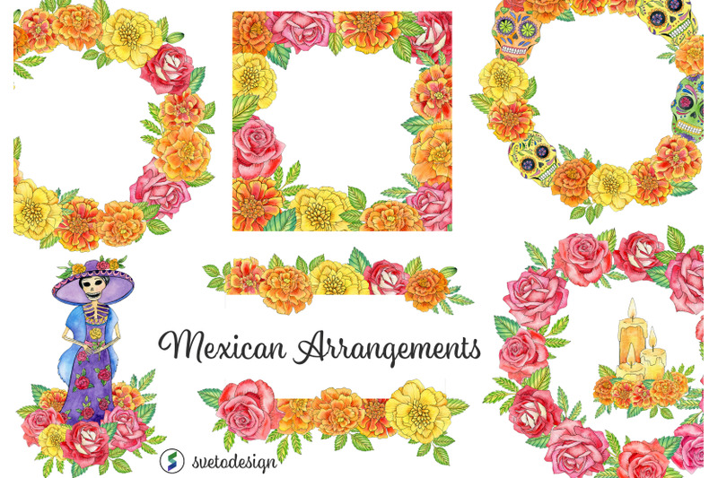 watercolor-mexican-floral-arrangements-clipart-el-da-de-muertos