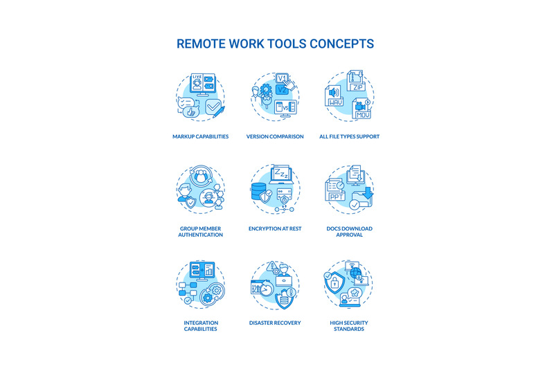 remote-work-tools-concept-icons-set