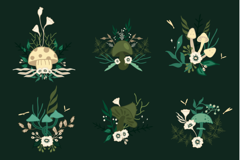 mushroom-botanical-illustrations-set