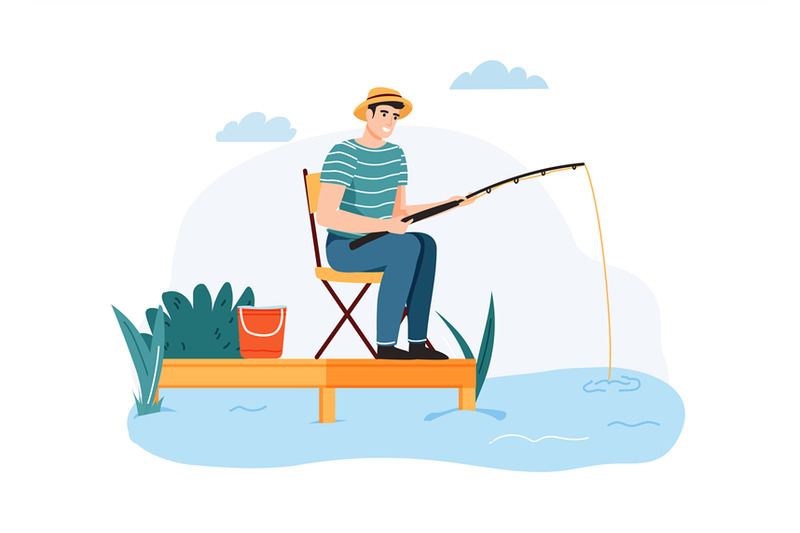 man-fishing-guy-sitting-on-chair-with-fishing-rod-waiting-for-fish-o