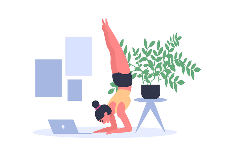 woman-practicing-yoga-at-home-with-laptop-on-floor-young-girl-doing-s