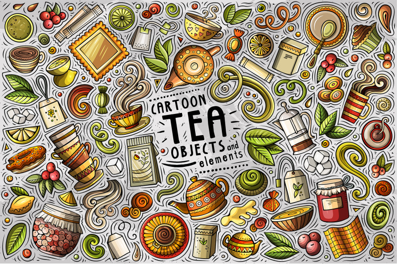 255-tea-cartoon-objects-set