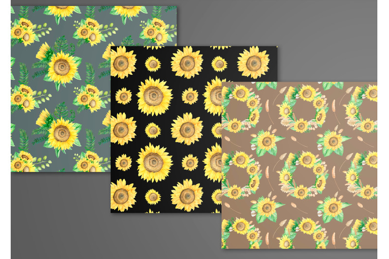 watercolor-sunflowers-boho-seamless-pattern-autumn-flowers
