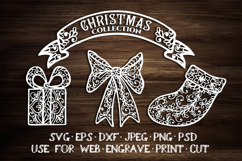 Christmas element templates | SVG DXF EPS PSD PNG JPEG By AV Design