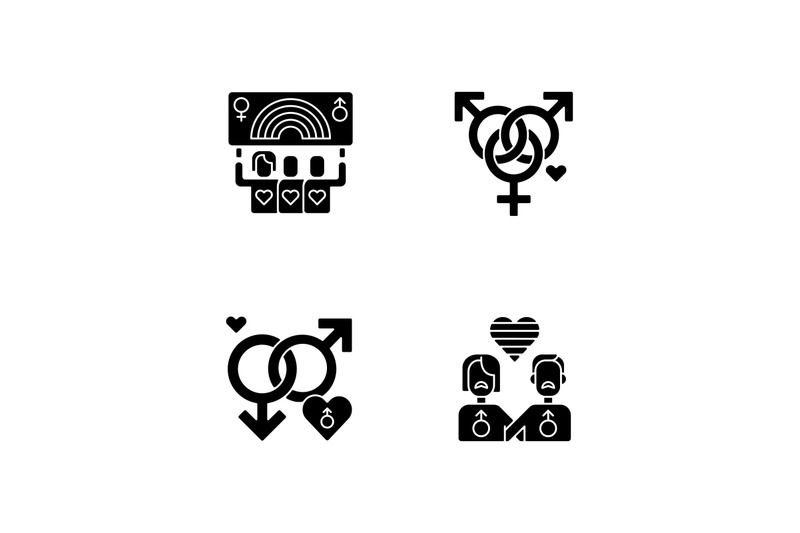 lgbt-community-black-glyph-icons-set-on-white-space