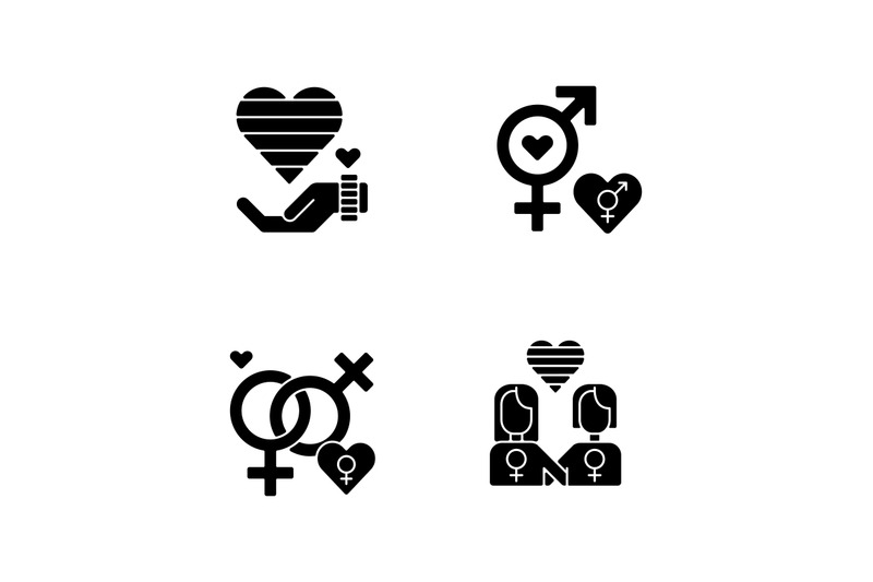 peaceful-pride-parade-black-glyph-icons-set-on-white-space