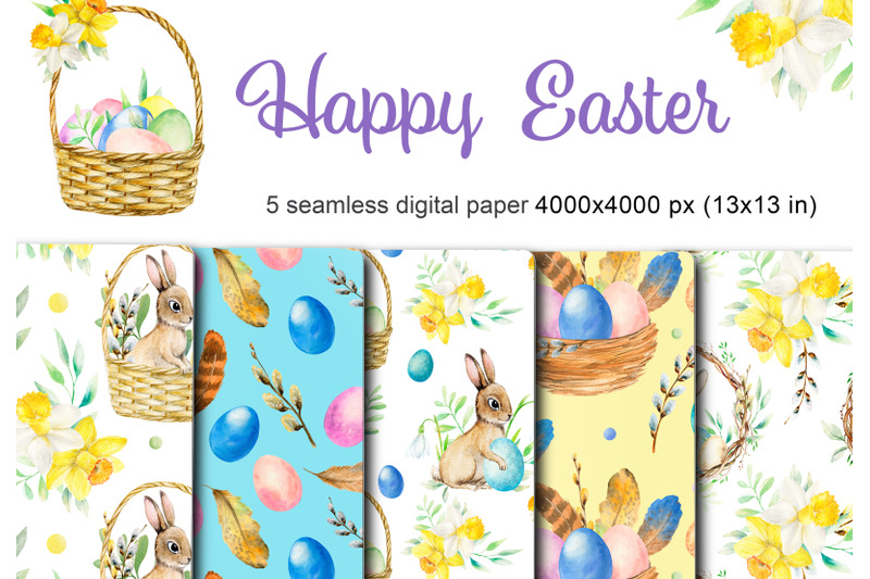 watercolor-happy-easter-digital-paper-pack-spring-seamless-pattern