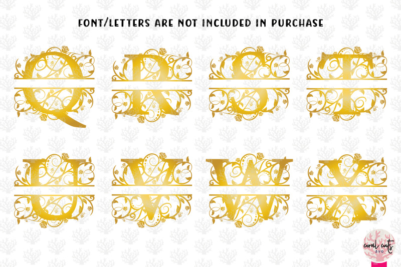 golden-floral-split-monogram-alphabets-a-to-z-eps-svg-dxf-jpg-png