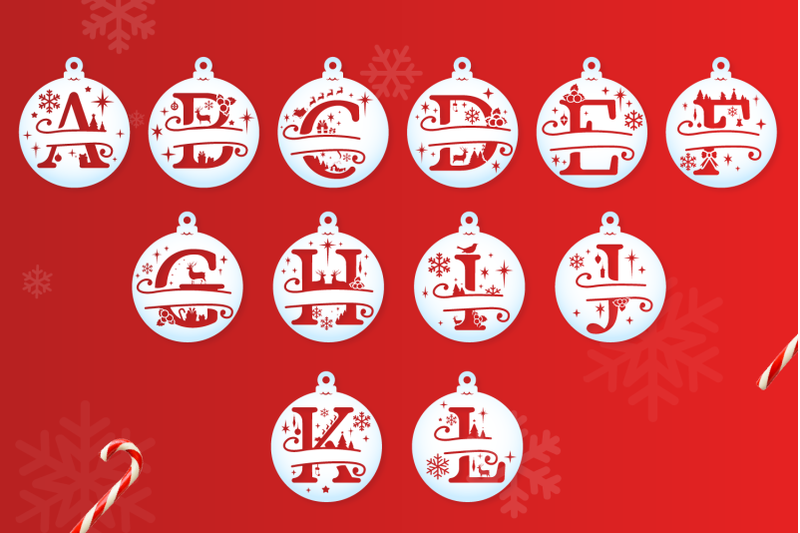 Christmas Split Letters - Christmas Monogram SVG By Big Design