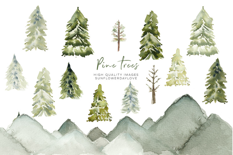 watercolor-forest-green-clipart-winter-pine-trees-clipart