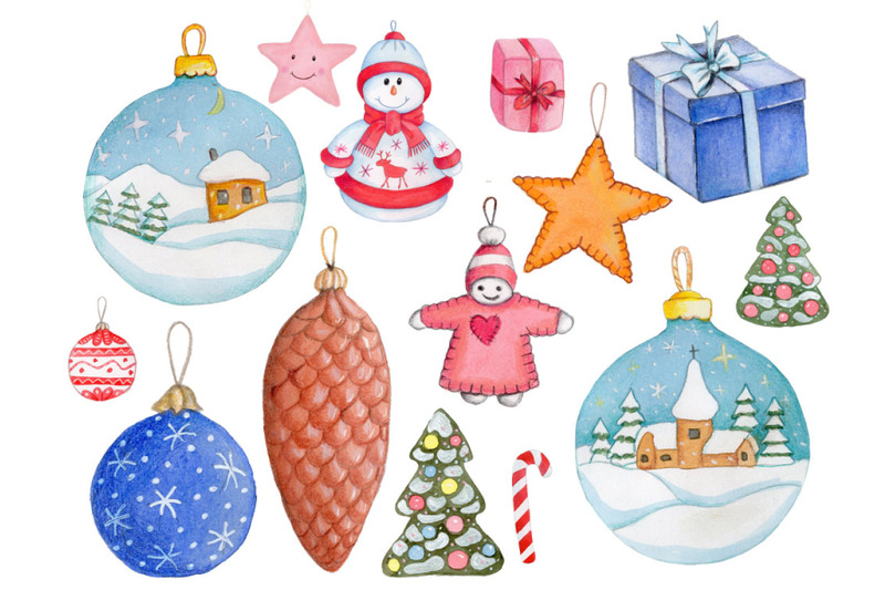 new-year-and-christmas-tree-toys-watercolor