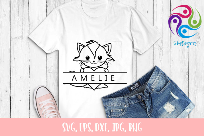 linear-cat-with-heart-and-split-monogram-bundle-svg-file