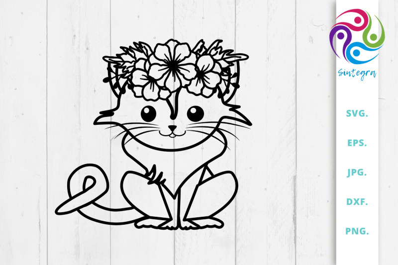 cat-with-flowers-crown-on-head-svg-file
