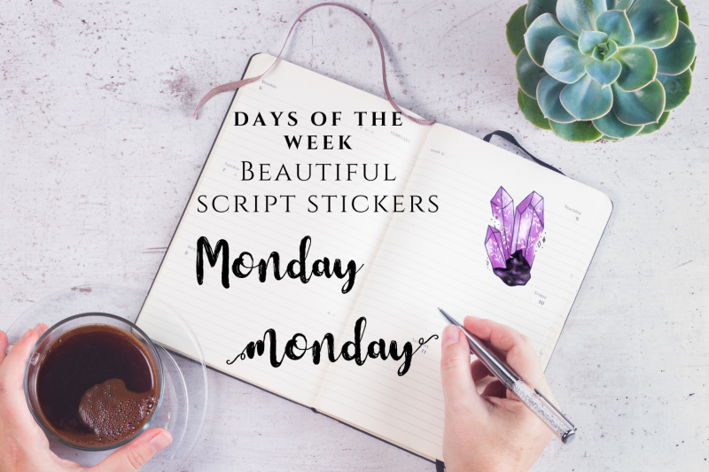 black-days-of-the-week-script-stickers-brush-font
