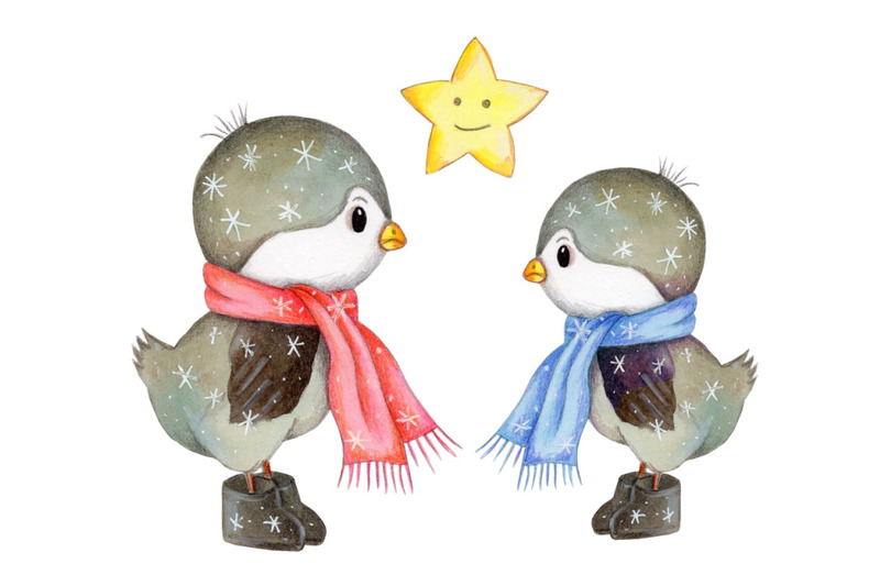 two-cute-winte-birds-watercolor