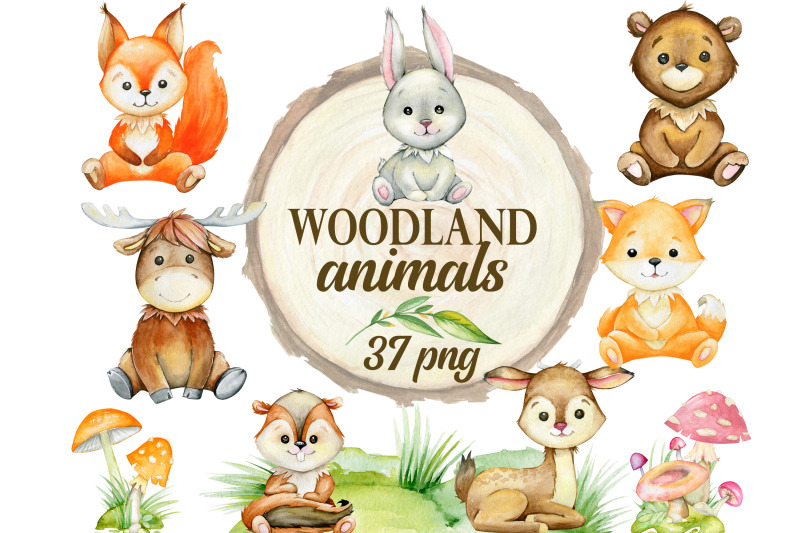 woodland-animals-clipart-watercolor-forest-animals-nursery-decoratio