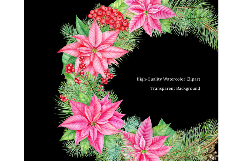 christmas-pink-poinsettia-arrangememnts-watercolor-clipart
