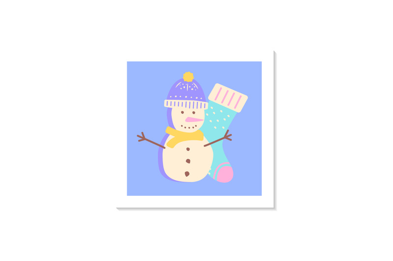 snowman-social-media-post-mockup-with-abstract-elements