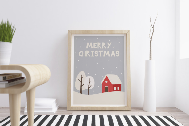 printable-christmas-card-with-winter-landscape-and-lettering