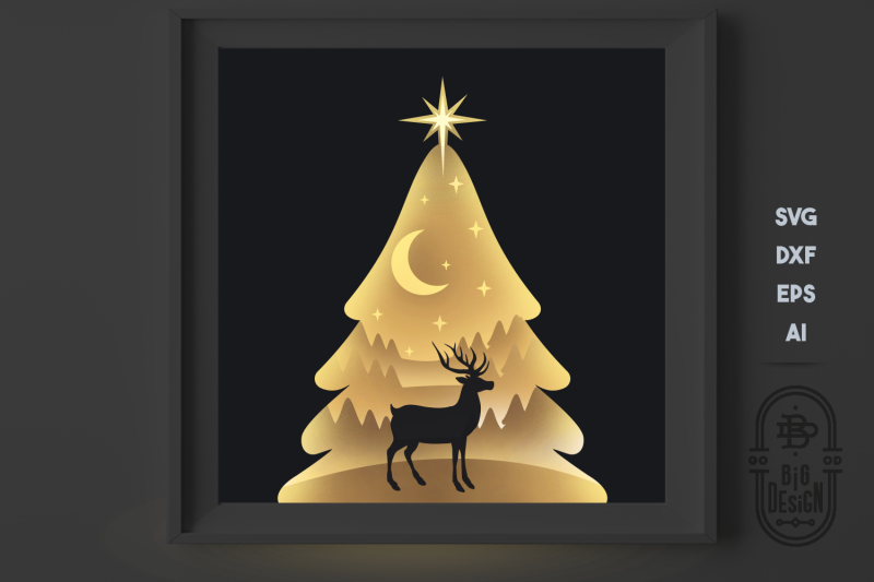 christmas-tree-svg-3d-scene-layered-design-paper-light-box