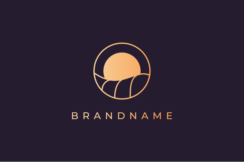 ocean-wave-sun-logo-with-luxury-style