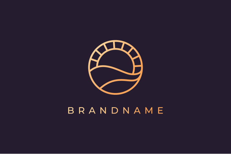 ocean-wave-sun-logo-with-luxury-style