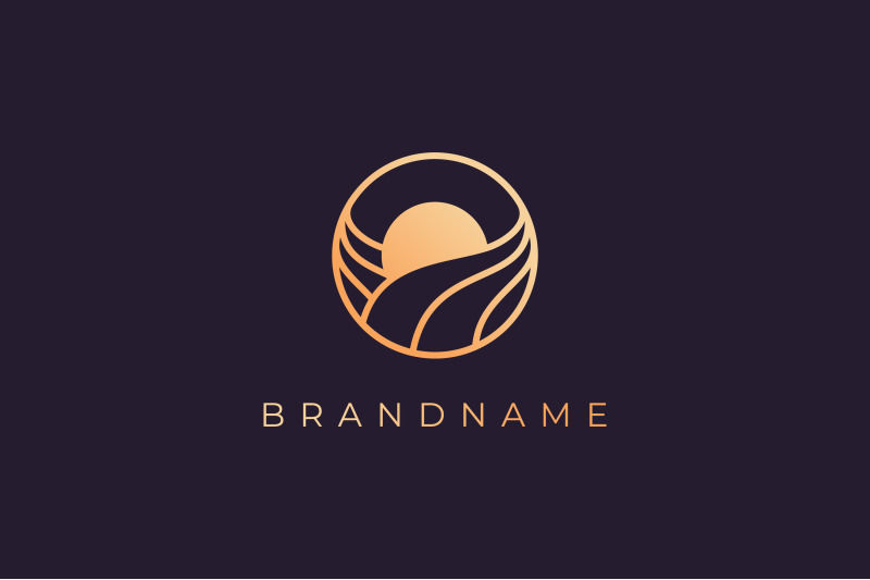 ocean-wave-sun-logo-with-luxury-style