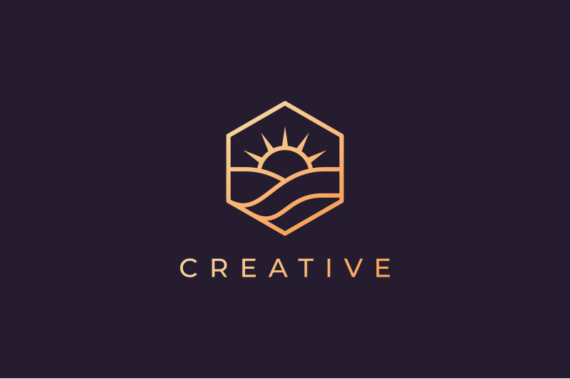 simple-ocean-sun-logo-with-luxury-style