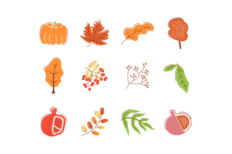 autumn-bounty-flat-vector-abstract-elements-set